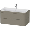 DURAVIT Happy D.2 Plus c-bonded závesná skrinka s nábytkovým umývadlom s otvorom, 2 zásuvky, 975 x 490 x 480 mm, kameňovo šedá matná lakovaná, HP4638O9292
