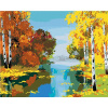 Maľovanie podľa čísel – Les s brezami pri rieke, 80 × 100 cm, napnuté plátno na rám 8596530055631