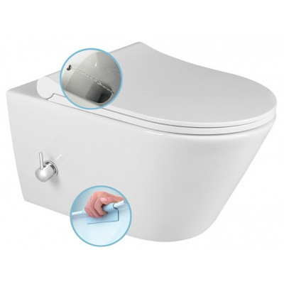 SAPHO AVVA 53cm RIMLESS WC závesné, s integrovanou batériou a bidetovou sprškou, biele, 100315