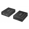 DIGITUS Predlžovač cez kábel Cat.6, USB 2.0 až do 150m, 4x USB-A až do 480 Mbps, 1x RJ45 (Gigabit Ethernet) - súprava (prijímač/vysielač) (DA-73120)