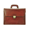Gregorio 819-2 Pánska hnedá kožená aktovka s remienkom a zlatým kovaním