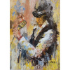 Spevák.. - Ivónia Neveziová,originálny,ručne maľovaný obraz S (do veľkosti 45x45cm) Viac farieb