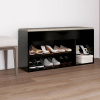 Lavica na topánky s vankúšom čierna 104x30x49 cm drevotrieska-ForU-326751