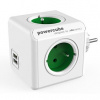 POWERCUBE Rozbočovací zásuvka 240V CEE7 (vidlice) - POWERCUBE 0.1m ORIGINAL USB zelená
