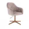 LuxuryForm DESIGN Kozmetické kreslo ROMA VELUR na zlatom kríži - svetlo šedé
