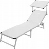 Field Bed Brunner 192 cm x 67 cm biela (Nastaviteľná plážová lôžko s bielou strechou Marbella)
