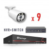Techage IP – 9 kamerový set 8 MP BULLET-WLI + SWITCH