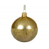 Vianočná sklenená ozdoba s flitrami, 8 cm
