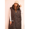 Kesi Dámska prešívaná vesta Plus Size s kapucňou na zips mocca - výpredaj Farba: Hnedá, Veľkosť: UNI