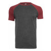 Raglan Contrast Tee - cha/burgundy XL