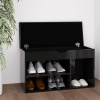 Lavica na topánky s vankúšom čierna, vysoký lesk 80x30x49 cm drevotrieska-ForU-326766