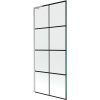 Mexen Next L, 1-krídlová vaňová zástena 80 x 150 cm, 6mm číre sklo-čierny vzor, 6mm číre sklo, profil brúsená oceľ, 895-080-000-03-77-97