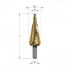 Stupňovitý vrták do plechu HSS-TiN, brúsený metódou CBN, špirálovite drážkované s krížovým brúsením