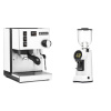 Rancilio Silvia BC, white + Eureka Helios 65, white