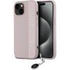 Karl Lagerfeld PU Saffiano Rhinestone Charm Zadní Kryt pro iPhone 15 Pink KLHCP15SPSAKDGCP