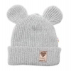 Pletená bavlněná čiapka s uškami, dvojvrstvová, Hand Made Baby Nellys, šedá,veľ. 80/86 Baby Nellys