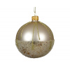 Vianočná sklenená ozdoba champagne s flitrami, 8 cm