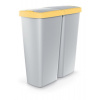 Prosperplast Odpadkový kôš COMPACTA Q DUO popolavý so žltým vekom 50l