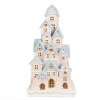 Clayre & Eef Ružovo-modrá svietiaca dekorácia perníkové domčeky Gingerbread House - 13*13*26 cm - Clayre & Eef