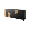 Cama Meble Dizajnová komoda ETNA, čierny mat/čierny mat/dub craft