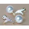 Zlaté náušnice 14K s perlami Južného Pacifiku WW06YVE-W