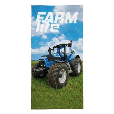 Detexpol osuška Traktor blue farm 70 x 140 cm