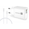 CONNECT IT USB nabíjačka s káblom, 1× USB-C, 1× Lightning, biela, CWC-2090-WH