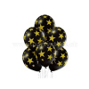 Balón pastel 30 cm - STARS - MAXI - čierny + zlaté hviezdy, 6 ks