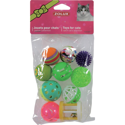 Hračka kočka sada míčků 10ks 4cm mix barev Zolux