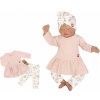 Detský komplet - Baby Set Zyzio & Zuzia 80 ECRU, Pink 2 PCS. (2. sada tuniky + teplákov s kvetmi 80)