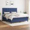zahrada-XL Posteľný rám boxspring s matracom modrý 160x200 cm látka 3141791