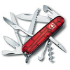 VICTORINOX Nôž vreckový HUNTSMAN 91 mm ČERVENÝ transparentný