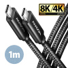 AXAGON BUCM432-CM10AB NewGEN+ kabel USB-C USB-C, 1m, USB4 Gen 3×2, PD 100W 5A, 8K HD, ALU, oplet