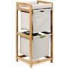 Autronic Regál, 2 výsuvné boxy, masív bambus, prírodný odtieň, sivá látka, nosnosť 6 kg DR-012-2