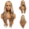 Kostým, maska - Parochňa dlhé vlasy kučeravé (Parochňa blondínka dlhé vlasové vlny so zvýrazneniami +čiapka)