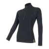 Triko dlouhé dámské SENSOR MERINO DOUBLE FACE zip černé S