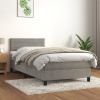 vidaXL Posteľný rám boxsping s matracom bledosivý 90x200 cm zamat - Sivá - 57365-12385