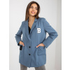 Modré dámské sako s nášivkami -LK-MA-509286-1.46P-blue ONE SIZE