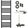 CERANO - Kúpeľňový radiátorový set Fulgidus - kombinované vykurovanie, termo tyč - bočné jednobodové pripojenie - 616W - čierna matná - 1190x430 mm