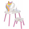 Dětský kosmetický stolek DOCHTMANN Toaletní stolek pro děti se stoličkou, jednorožec 60 × 45 × 80 cm (151301)
