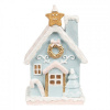 Clayre & Eef Modrá svietiaca perníková chalúpka Gingerbread House - 9*8*15 cm - Clayre & Eef