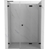 Mexen Lunar-F, L pravé skladacie sprchové dvere 120 cm, 8mm číre sklo, čierny matný profil, 836SL-120-050-70-00-P