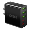 Sieťová nabíjačka Choetech C0026, americká zástrčka, 3x USB-C s digitálnym displejom 15 W (čierna)