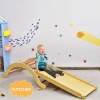 Costway Montessori drevená hojdačka s doskou a podložkou Natural