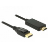 Delock DisplayPort / HDMI prepojovací kábel Konektor DisplayPort, Zástrčka HDMI-A 2 m čierna 85317 pozlátené kontakty, krútený, trojžilový tienený, 4K UHD; 85317