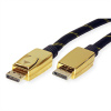 Kábel DisplayPort M/M 10m, 4K@60Hz, DP v1.2, 21.6Gbit/s, čierny, pozl. konektor, Gold