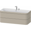 DURAVIT Happy D.2 Plus c-bonded závesná skrinka s nábytkovým umývadlom s dvomi otvormi, 2 zásuvky, 1175 x 490 x 480 mm, taupe matná lakovaná, HP4639E60600000