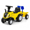 Detský traktor odrážadlo New Holland s prívesom - žltý