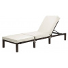 Ratanové lehátko BestBerg BBRF-1140BR / nosnosť 120 kg / 180 g/m² / oceľ/polyester / hnedá/krémová