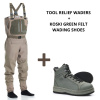 VISION Brodící kalhoty Tool Relief Wader, vel. MS + Vision Brodící boty KOSKI Green, Filcová podrážka, vel. US 10 - EU 43